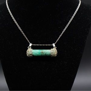 Raw Emerald Pendant . 
-950 Silver Mompox Filigree.  Raw Emerald.